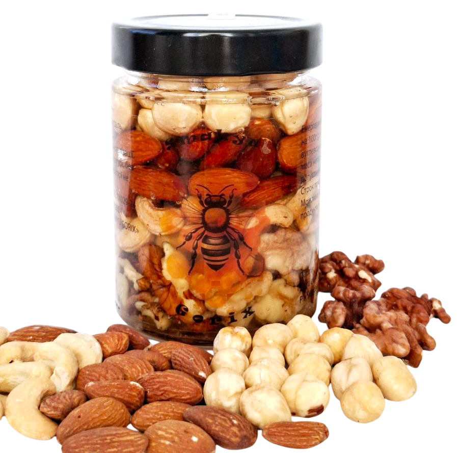 Мед з міксом горіхів