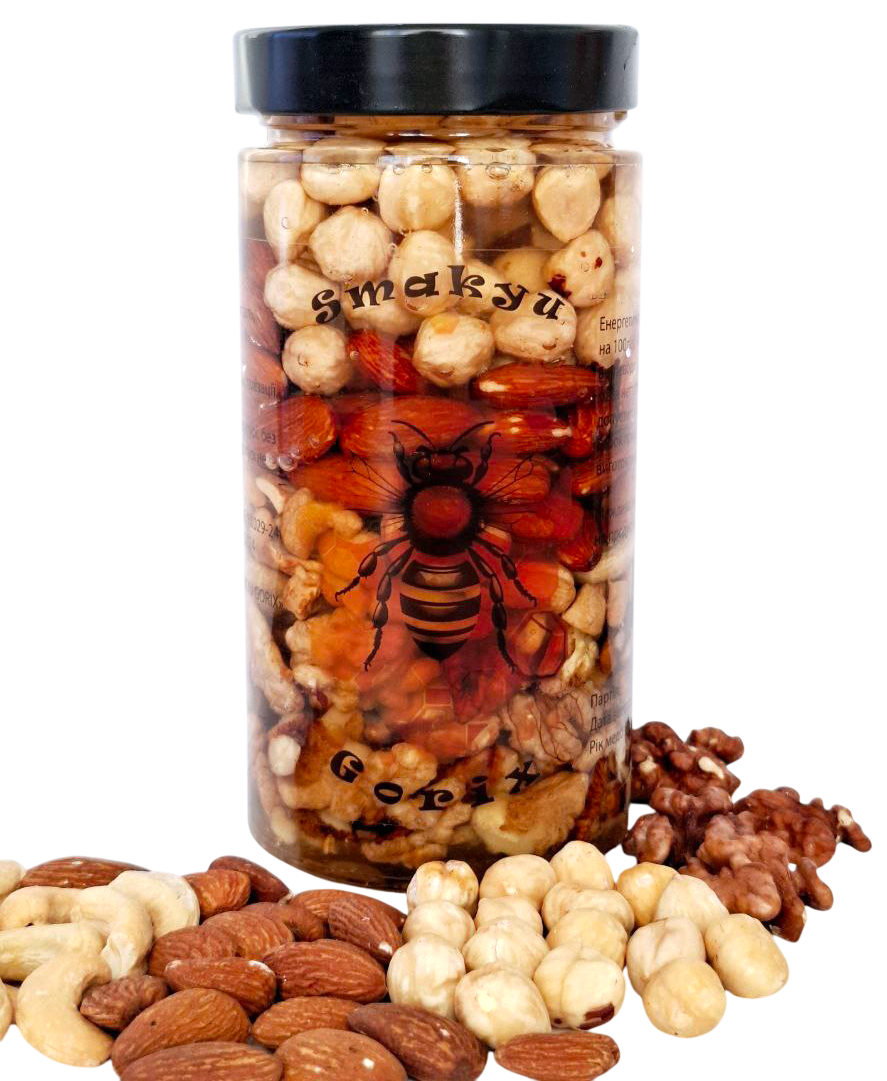 Мед з міксом горіхів